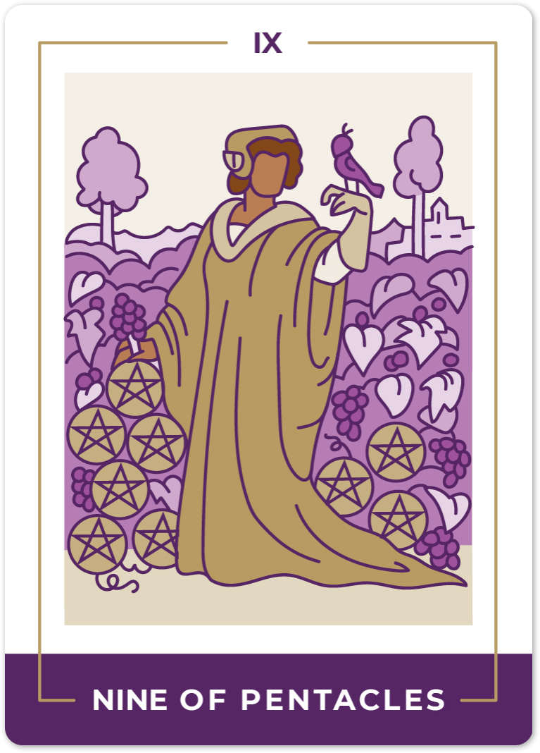 Sky oversættelse kuvert Nine of Pentacles Tarot Card Meanings | Biddy Tarot