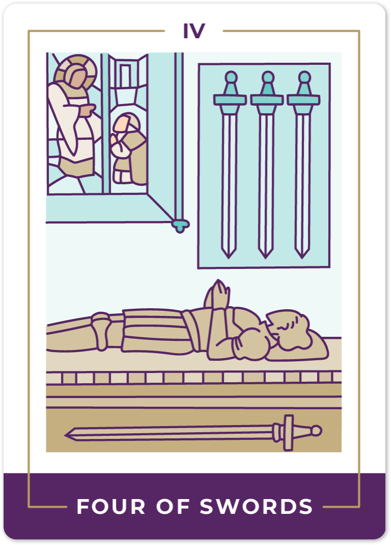 Four of Swords Tarot Card Meanings tarot card meaning