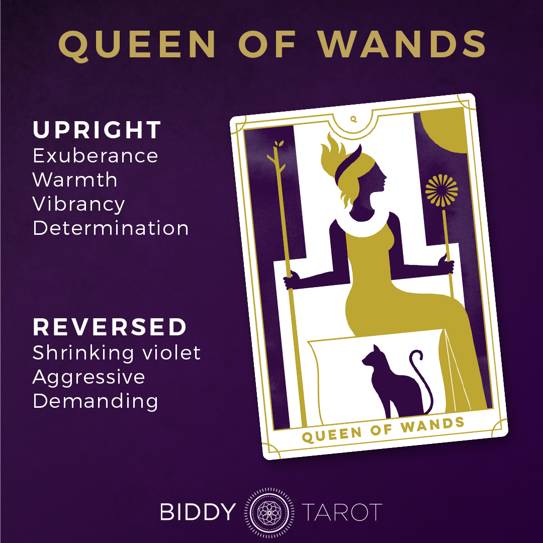Tragisk let at blive såret parfume Queen of Wands Tarot Card Meanings | Biddy Tarot